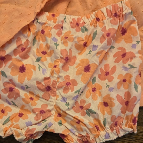 Carter's Orange Ruffle Top and Floral Shorts Set 18 Months - Picture 4 of 4